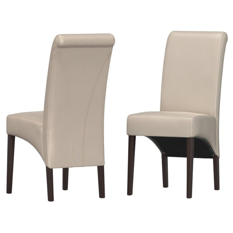 Wood Dining Parsons Chairs (Set of 2) - Cream / Brown