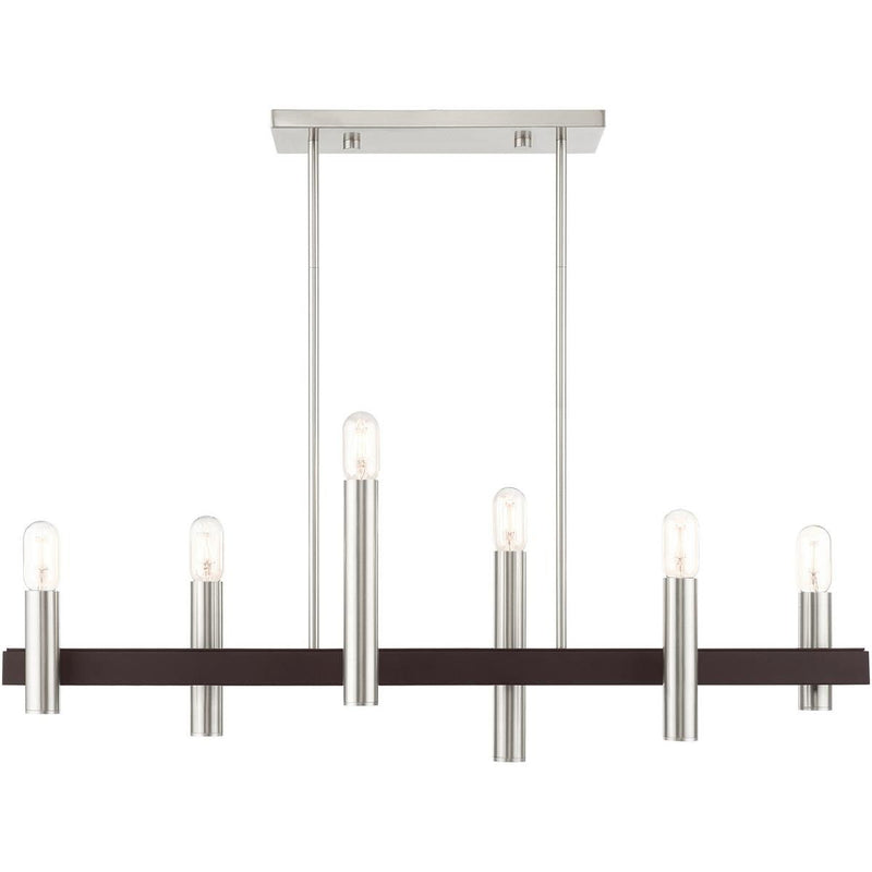 24" Six-Light Dimmable Chandelier With Shades - Bronze