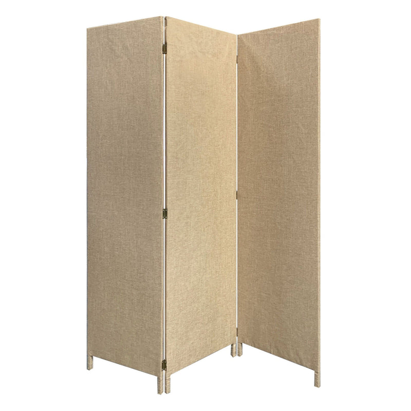 Upholstered 3 Panel Room Divider Screen - Beige