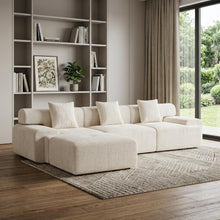Load image into Gallery viewer, Chenille Modular Sofa Chaise With Ottoman Toss Pillows (725195) - Beige
