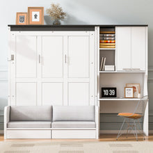 Load image into Gallery viewer, Multi Functional Murphy Bed With Sofa, Desk, And Storage Cabinet In, Full Size - White
