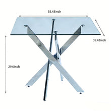 Load image into Gallery viewer, Dining Table With Cross Metal Leg And Tempered Glass, Modern Space Saving Kitchen Table For Living Room Legs, Square Table
