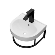Load image into Gallery viewer, Wall Mounted Bathroom Sink With Towel Bar And Faucet - White / Black
