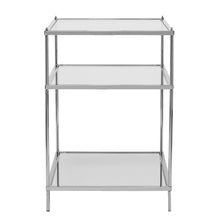 Load image into Gallery viewer, Mirrored Glass Iron End Table With Shelf - Silver
