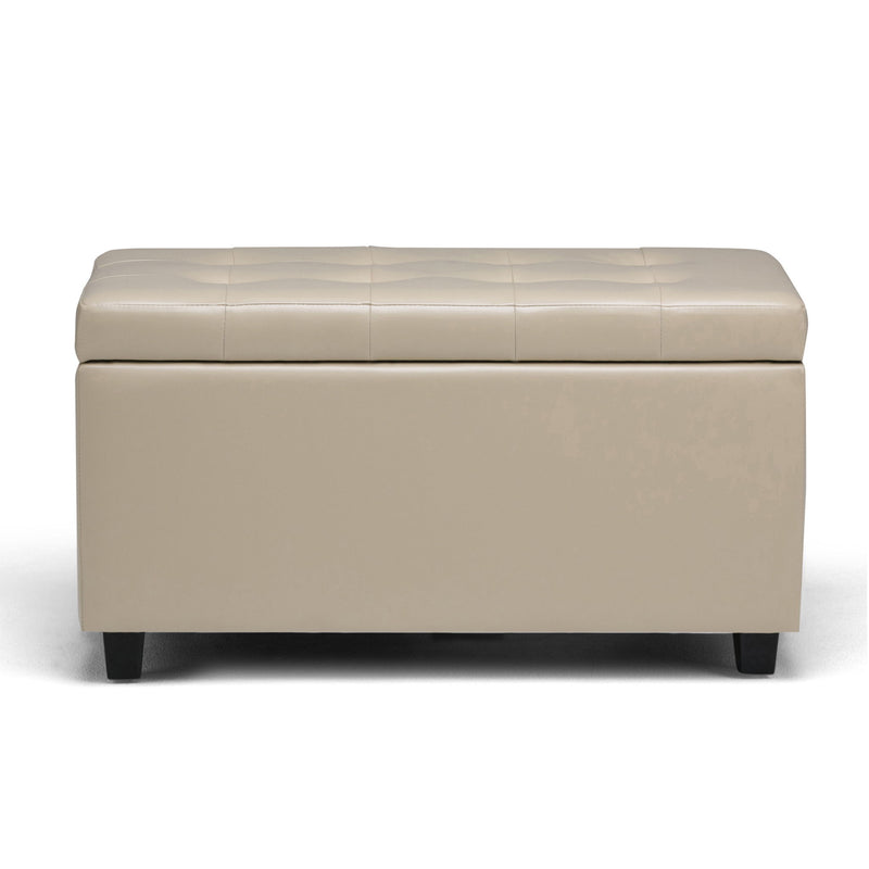 34" Upholstery Storage Ottoman - Dark Brown / Cream