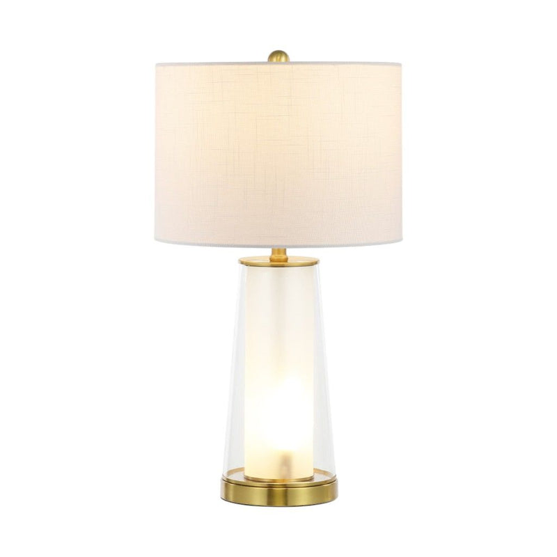 26" Lighthouse Table Lamps With Drum Shades (Set of 2) - Gold / Clear