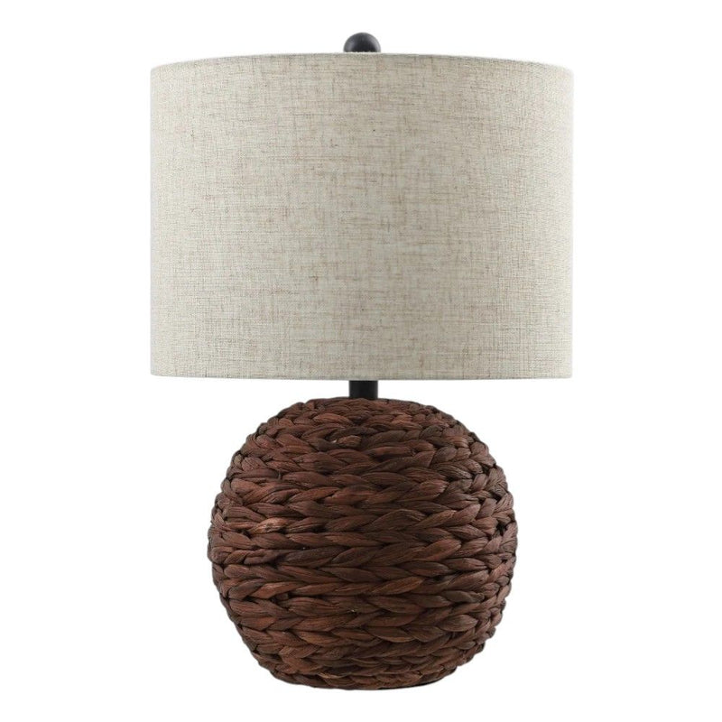 Round Table Lamp With Drum Shade - Dark Brown