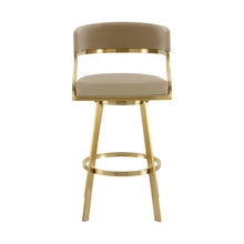 Load image into Gallery viewer, 30" Contemporary Faux Leather And Stainless Steel Low Back Bar Height Swivel Bar Chair - Brown
