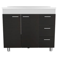 Load image into Gallery viewer, Wood Gloss Finish Door Accent Cabinet With Three Drawers - Black
