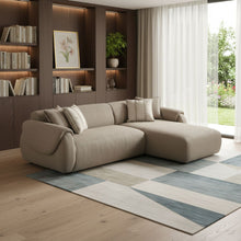 Load image into Gallery viewer, Boucle L Shaped Two Piece Sofa Chaise Sectional With Toss Pillows - Taupe
