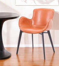 Load image into Gallery viewer, Upholstered Faux Leather Dining Arm Chair - Terra Cotta
