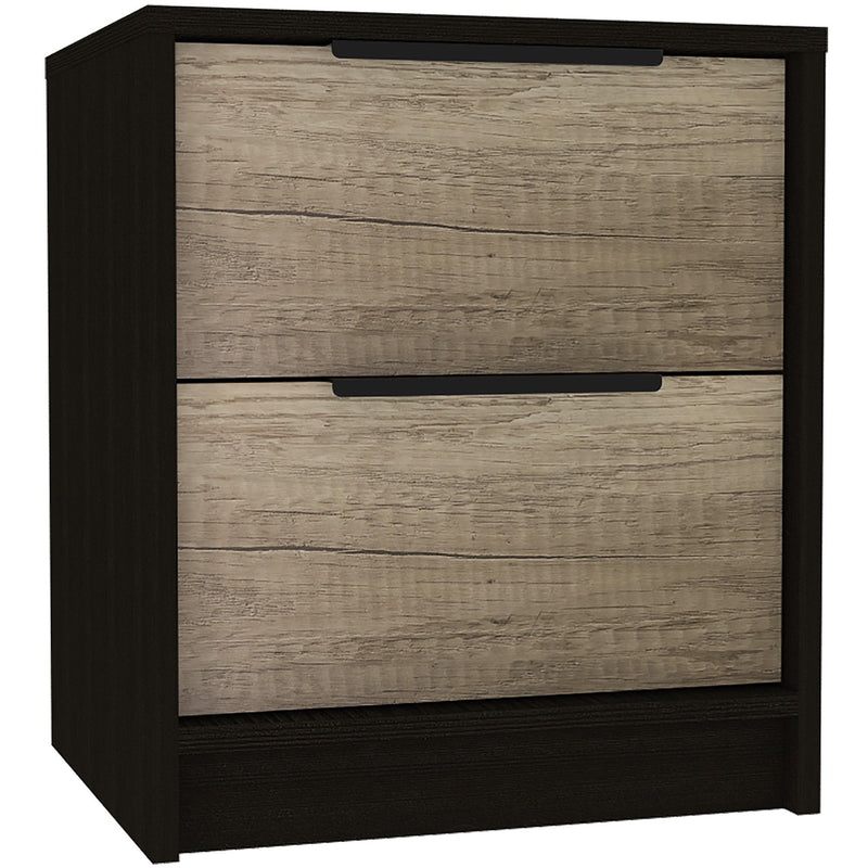 Open Compartment Two Drawer Nightstand - Black