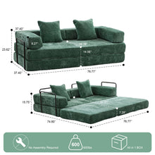 Load image into Gallery viewer, Convertible Floor Sofa Bed With Pillow Back Support Armrest
