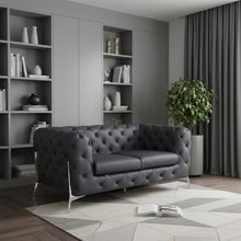Load image into Gallery viewer, Italian Leather Loveseat - Gray / Silver
