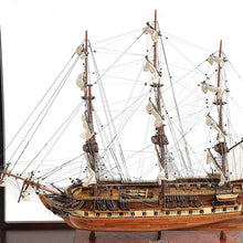 Load image into Gallery viewer, Hand Painted 1797 USS Constitution Large Table Top Display Case Model Boat - Brown
