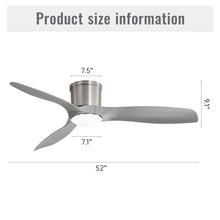 Load image into Gallery viewer, Flush Mount Ceiling Fan With Dimmable LED Light, 3 Blades, Reversible DC Motor Blades For Living Room
