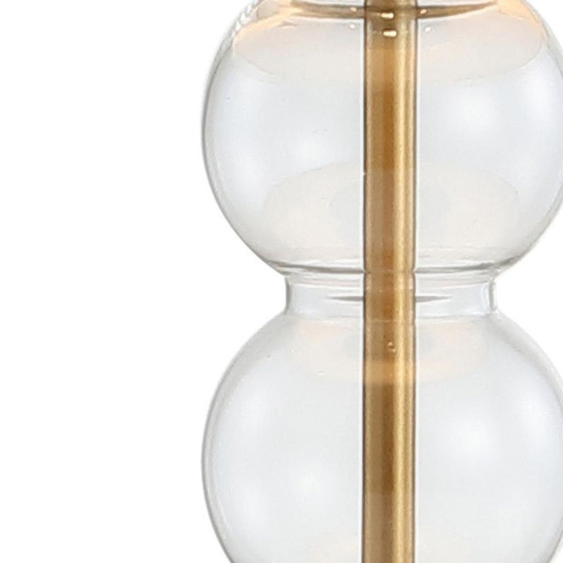 21" Table Lamp With Drum Shade - White / Clear / Gold