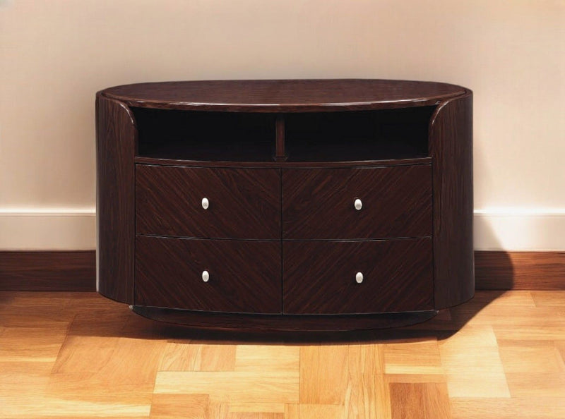 Cabinet Enclosed Storage TV Stand - Dark Brown
