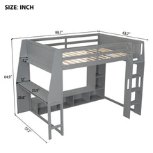 Load image into Gallery viewer, Gaming Loft Bed With Desk, Multi Storage Shelves, LED Lighting, And Hanging Clothes Rack
