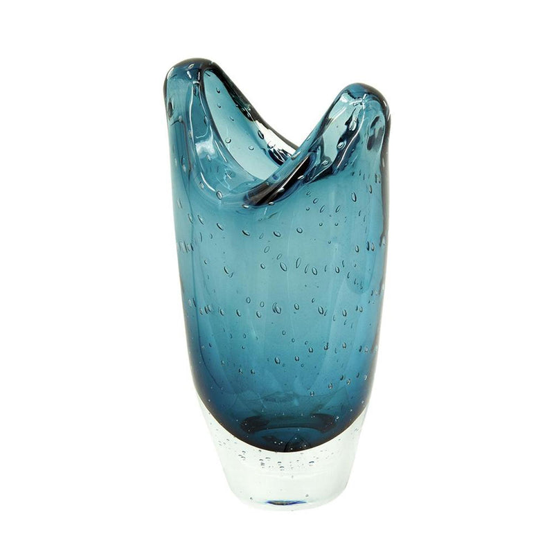 Bubble Oval Table Vase - Cerulean / Clear