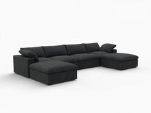 Load image into Gallery viewer, 160" Two Piece Living Room Set Blend Modular Sofa With Ottoman Storage - Black
