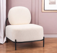 Load image into Gallery viewer, 27" Modern Sherpa And Upholstered Side Chair - Vanilla
