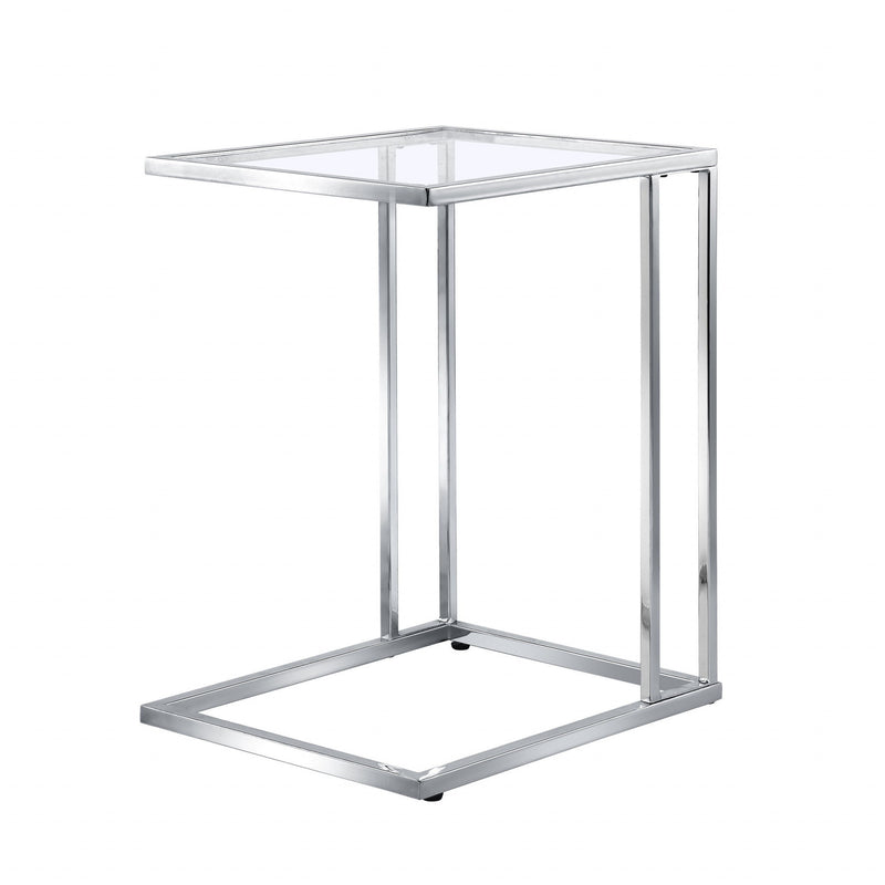 Glass Square End Table - Chrome And Clear