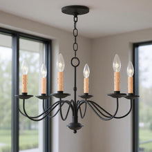 Load image into Gallery viewer, 14" Eight Light Dimmable Chandelier With Shades - Black
