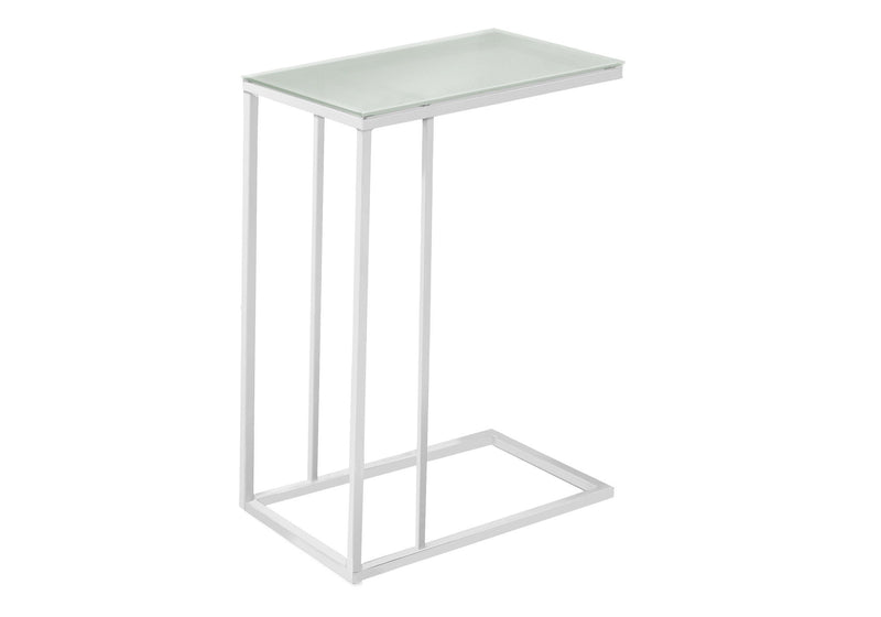 Metal Tempered Glass Accent Table - White