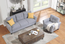 Load image into Gallery viewer, Modern Living Room Sofa Set Linen Upholstered Couch Furniture for Home or Office ,Light Grey-Blue,(1+3-Seat,Old Sku:SG000371AAA)
