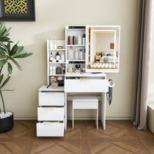 Load image into Gallery viewer, Modern Vanity Desk With 3 LED Lighting Modes, 4 Drawers
