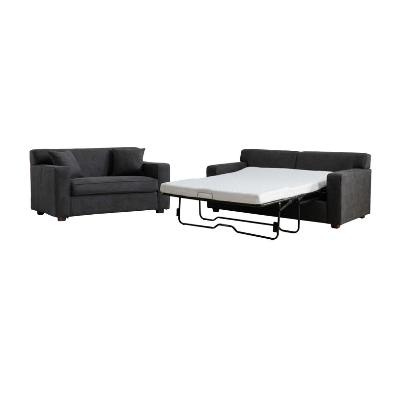Convertible Sleeper Loveseat & Chair Set With Fold Out Mattress, Loveseat & Chair - Gray