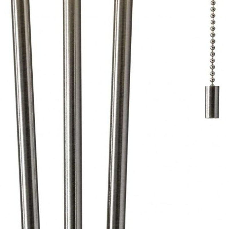 Stylish Triple Pole Metal Table Lamp - Brushed Steel