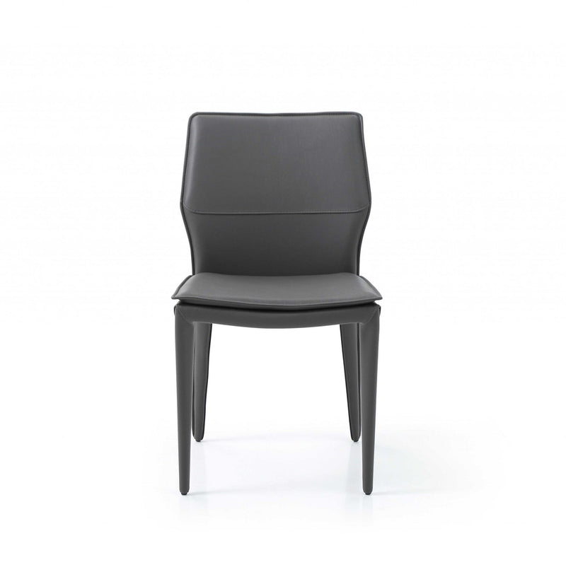 Slipcovered Upholstered Faux Leather Dining Side Chairs (Set of 2) - Gray