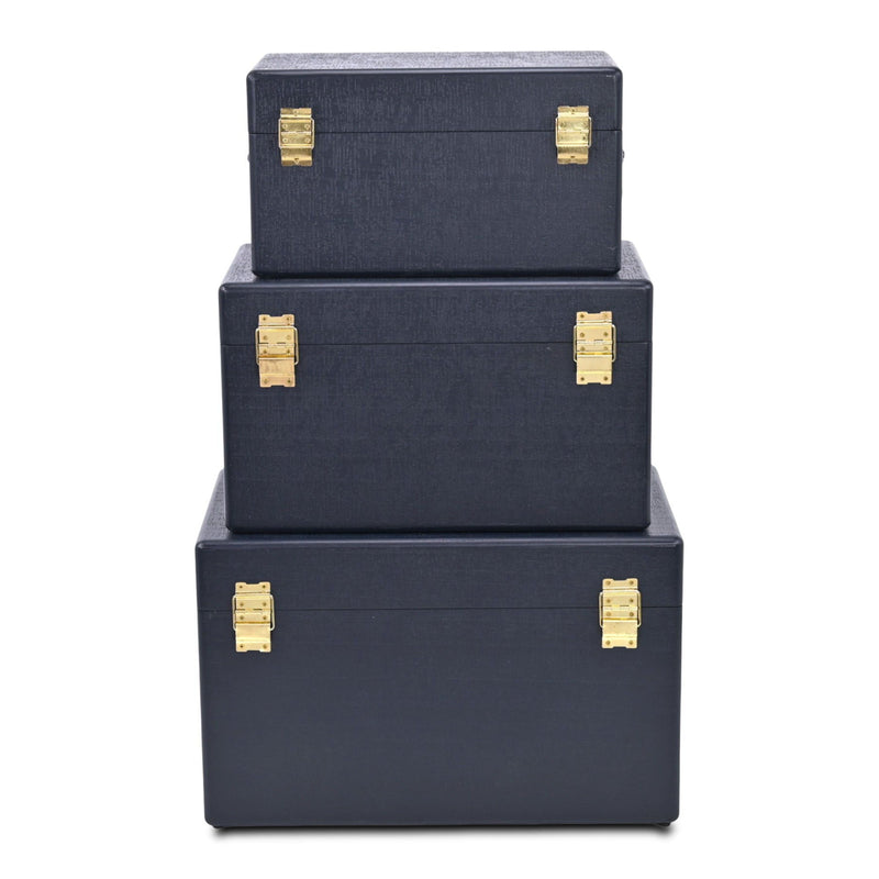 Hand Painted Decorative Box (Set of 3) (718678) - Navy Blue