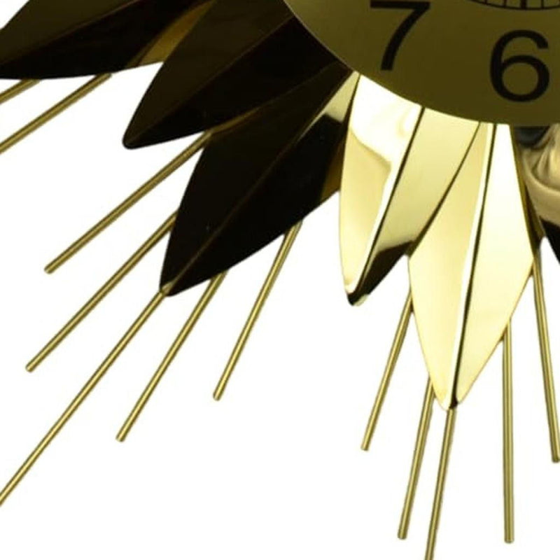 Silent Analog Starburst Wall Clock (626531) - Gold / Black