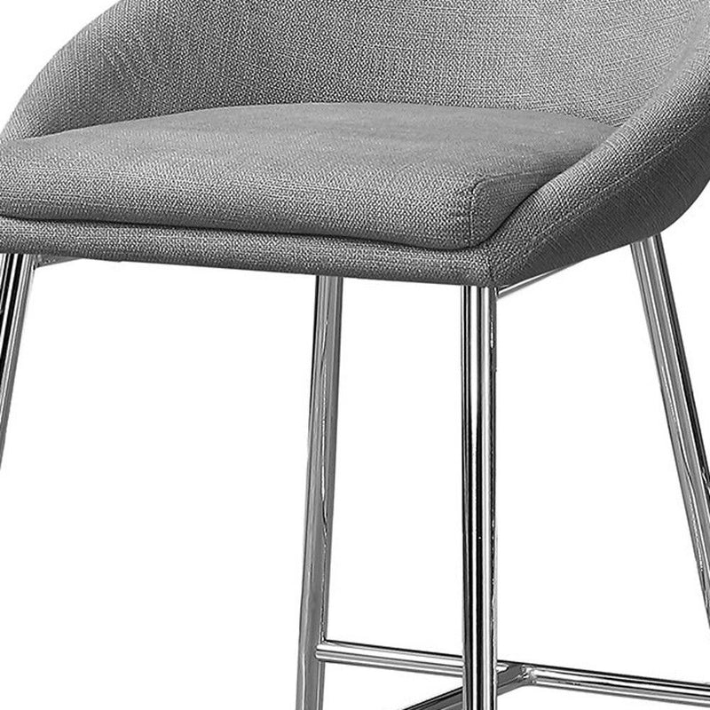 24" Metal Low Back Bar Chairs (Set of 2) - Gray And Silver