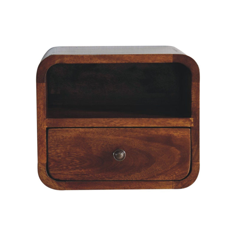 12" Wood Square One Drawer Floating Nightstand - Brown