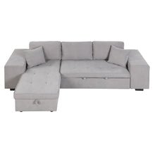 Load image into Gallery viewer, Modern L-Shape 3 Seat Reversible Sectional Couch, Pull Out Sleeper Sofa With Storage Chaise And 2 Stools For Living Room Furniture Set

