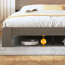 Load image into Gallery viewer, King Size Platform Bed Frame With Storage LED Light Headboard And Usb, Noise Free - Dark Gray
