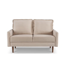 Load image into Gallery viewer, Brown Velvet Loveseat - Dark / Beige
