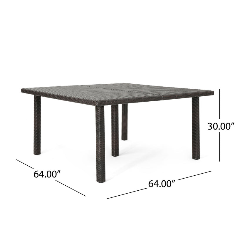 Outdoor Square Rattan Wicker Dining Table - Brown