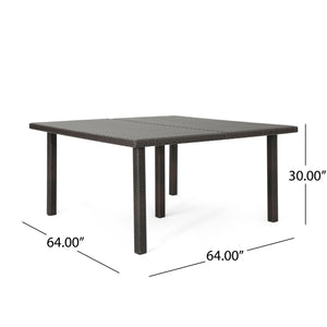 Outdoor Square Rattan Wicker Dining Table - Brown