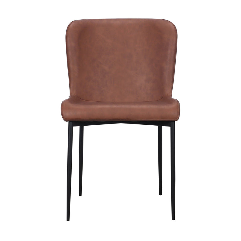 Slipcovered Upholstered Faux Leather Dining Side Chairs (Set of 2) - Brown