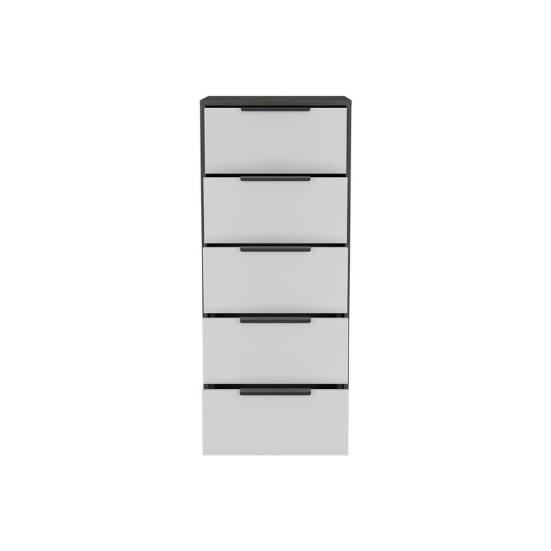 Five Drawer Standard Chest - White And Gray