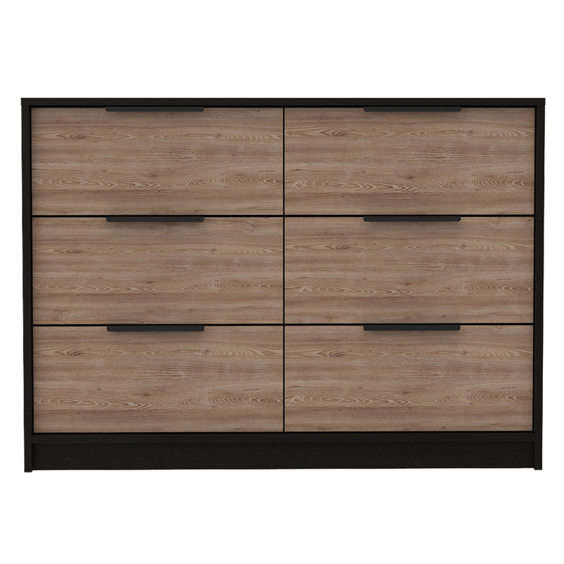 Six Drawer Double Dresser - Brown And Black