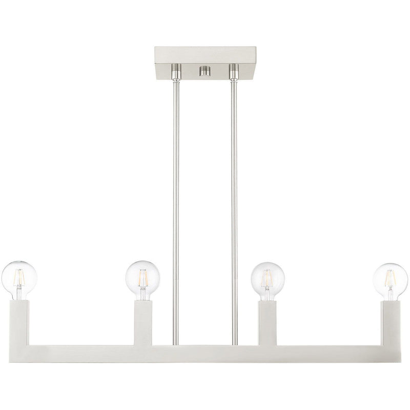 17'' Four-Light Dimmable Chandelier With Shades - Nickel
