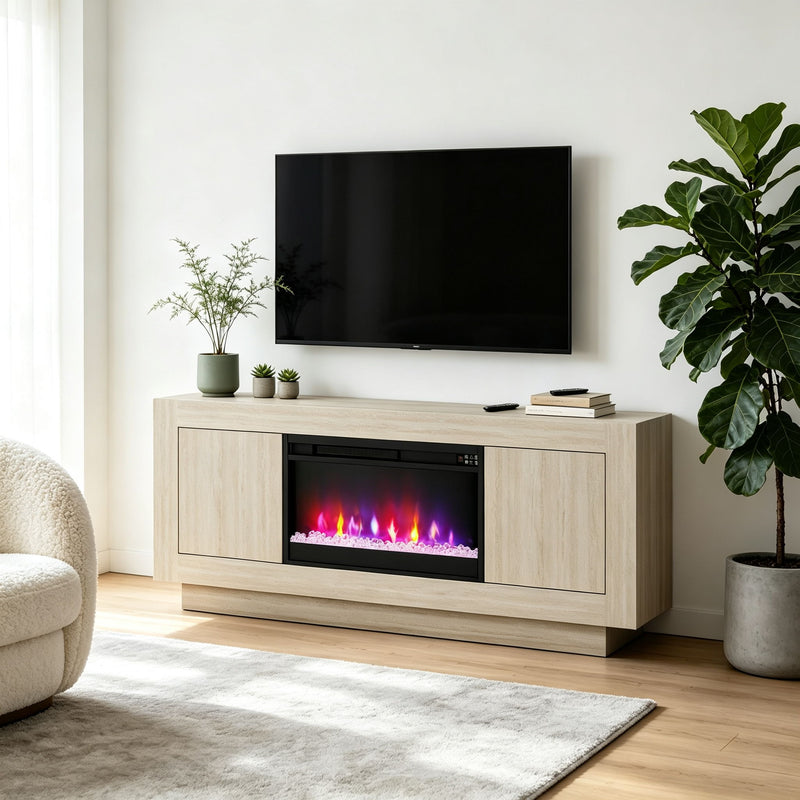 Fireplace TV Stand - Beige