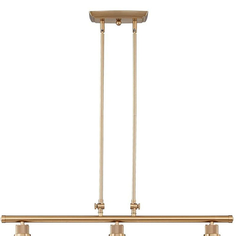 Kitchen Island Three Light Metal Seeded Glass Dimmable Chandelier With Shades - Gold