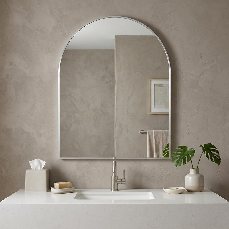 Aluminum Arch Framed Bathroom Vanity Mirror (756080) - Gold